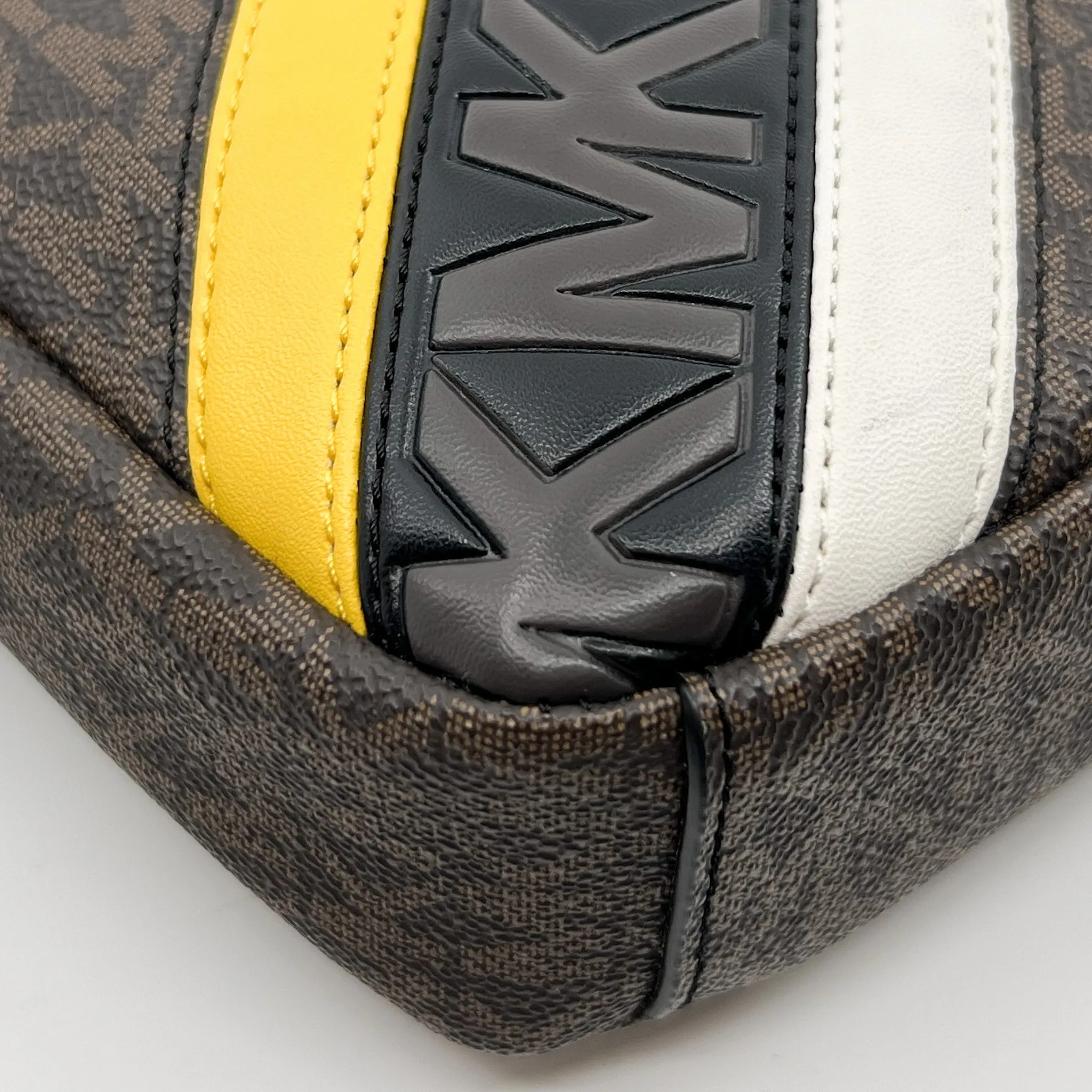 Michael Kors Brown Canvas & Faux Leather Flight Crossbody Bag