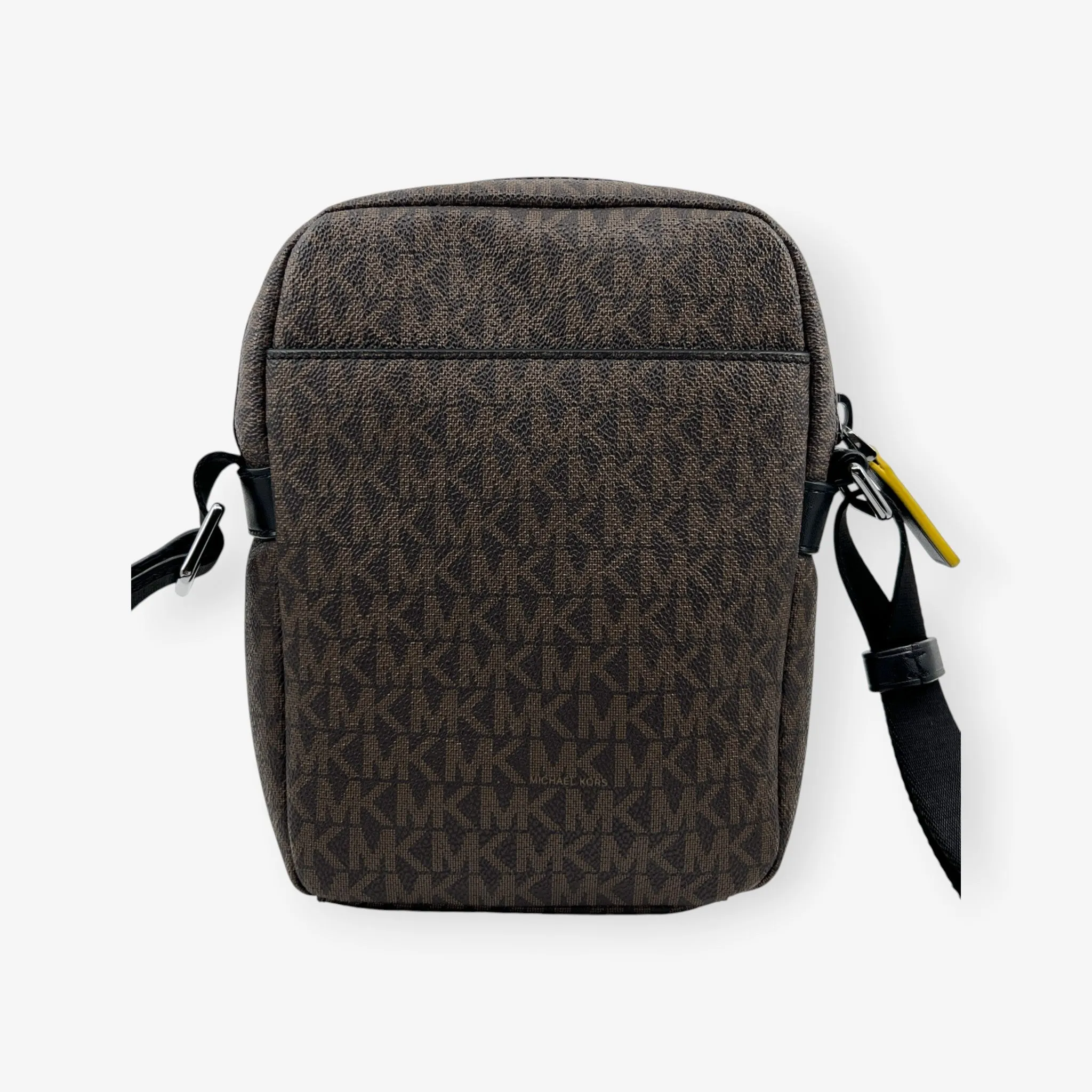 Michael Kors Brown Canvas & Faux Leather Flight Crossbody Bag
