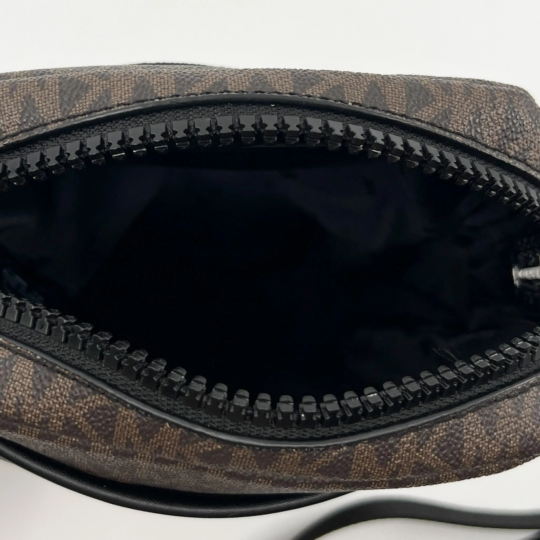 Michael Kors Brown Canvas & Faux Leather Flight Crossbody Bag
