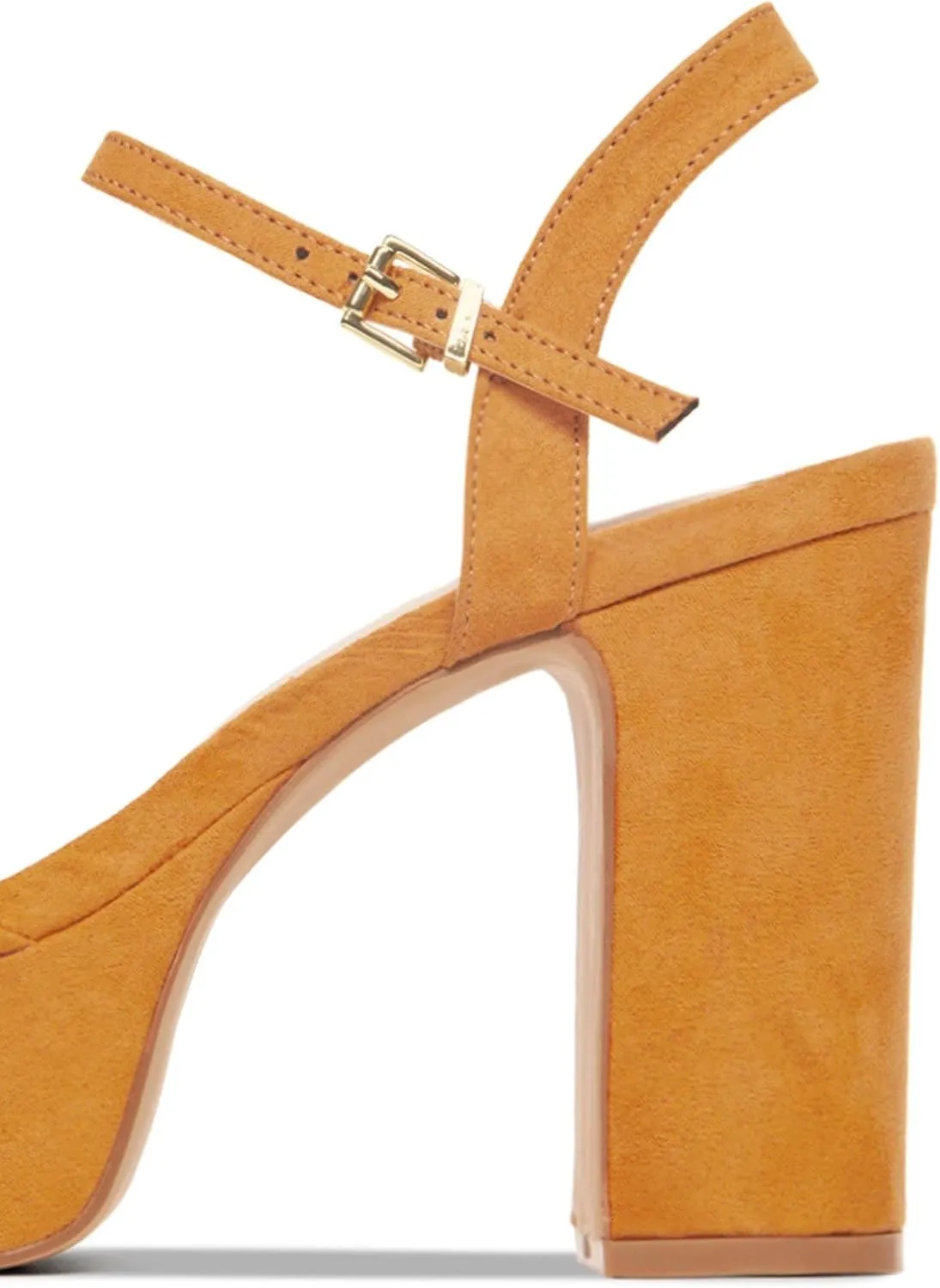 Michelle Parker Shoe Republic Sheena Black Vegan Suede Open Toe Chunky Heel Platform Sandals