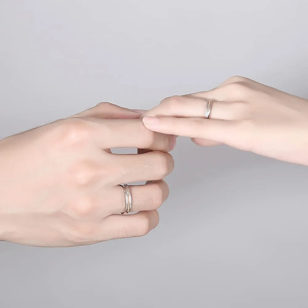 MIKAMU Couple Rings 925 Sterling Silver Adjustable Open meteor Rings Engagement Pair Rings Rings for Men Rings for Women Wedding Promise Engagement Anniversary Ring