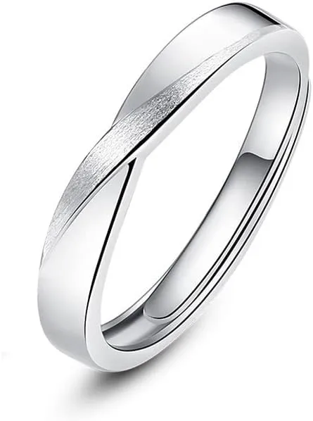 MIKAMU overlapping Couple Rings 925 Sterling Silver Adjustable Open Rings Engagement Pair Rings Rings for Men Rings for Women Wedding Promise Engagement Anniversary Ring