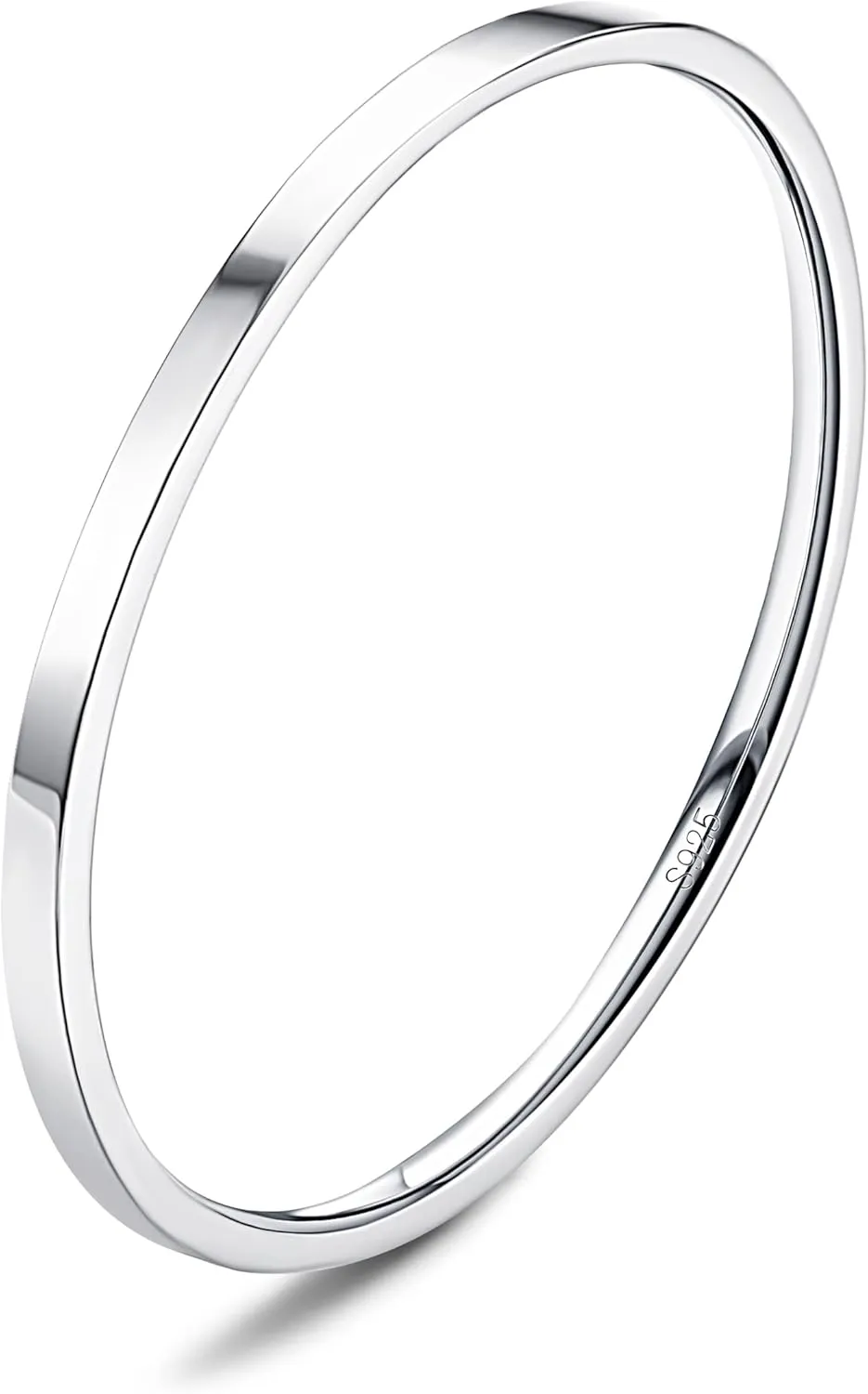 MILACOLATO S925 Sterling Silver Rings for Women Men 18K White Gold Plated Stackable Statement Thin Plain Thumb Ring High Polished Wedding Band Ring Comfort Fit Size 4 to 12, 1mm 2mm 3mm 4mm 6mm