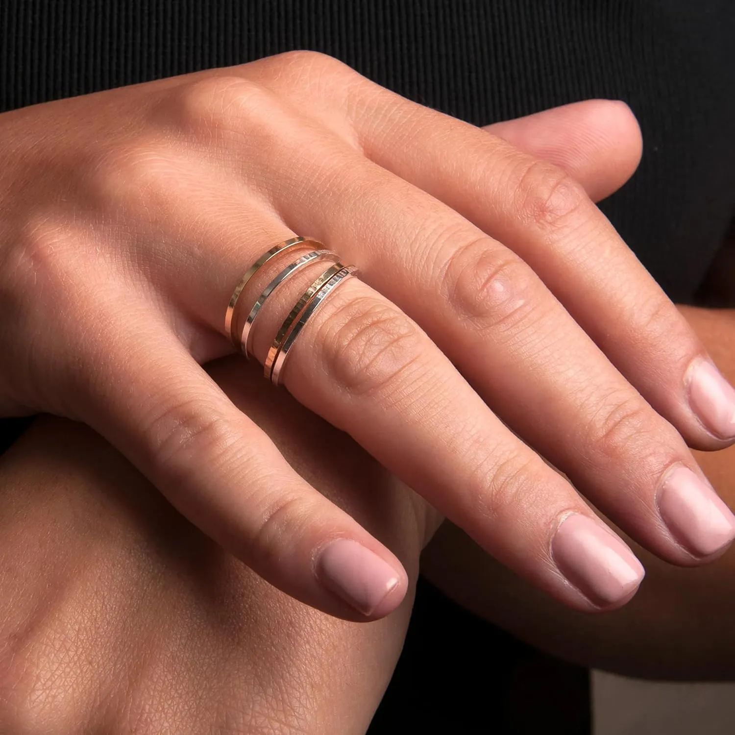 MILACOLATO S925 Sterling Silver Rings for Women Men 18K White Gold Plated Stackable Statement Thin Plain Thumb Ring High Polished Wedding Band Ring Comfort Fit Size 4 to 12, 1mm 2mm 3mm 4mm 6mm