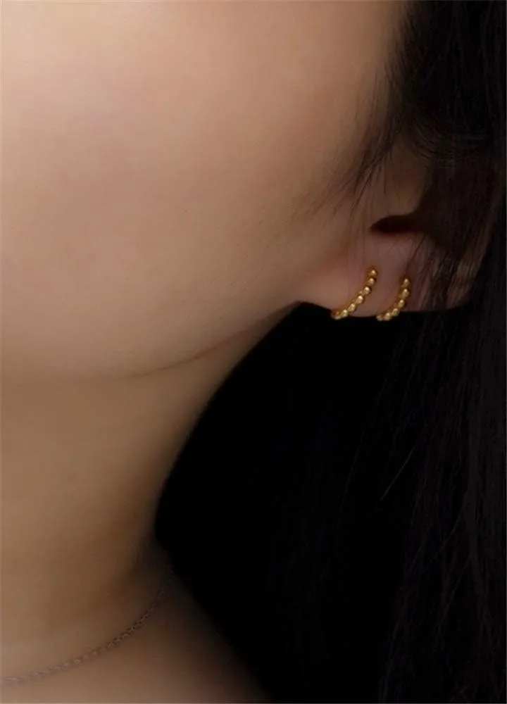Minimalist Ball Bead Small Hoop Earrings for Women Girls S925 Sterling Silver Pierced Ear Simple Cartilage Tragus Sleeper Huggie Mini Hoops Irregular Tiny Dot Hinged Fashion Jewelry