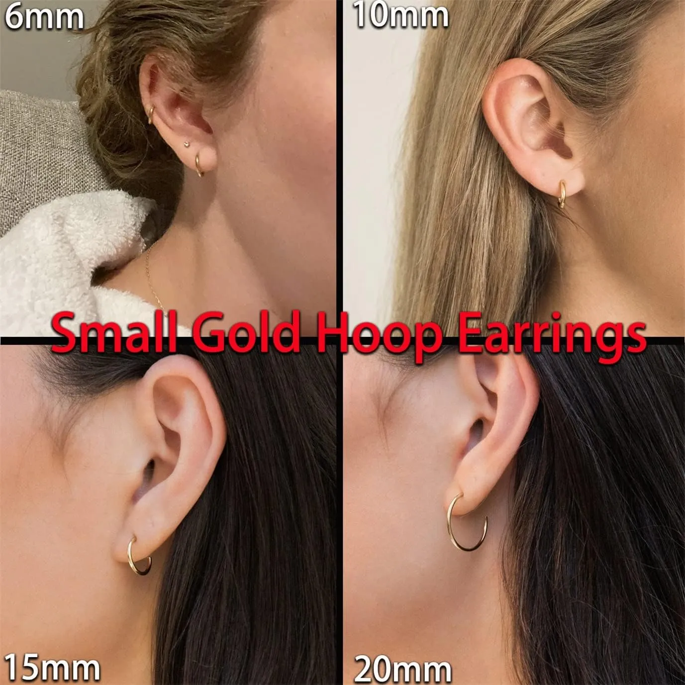 Minimalist Hoops for Women - 14K Gold Open Huggie Hoop Earrings, Hypoallergenic Tiny Hoops in Gold and Silver (Set of 1-5 Pairs)
