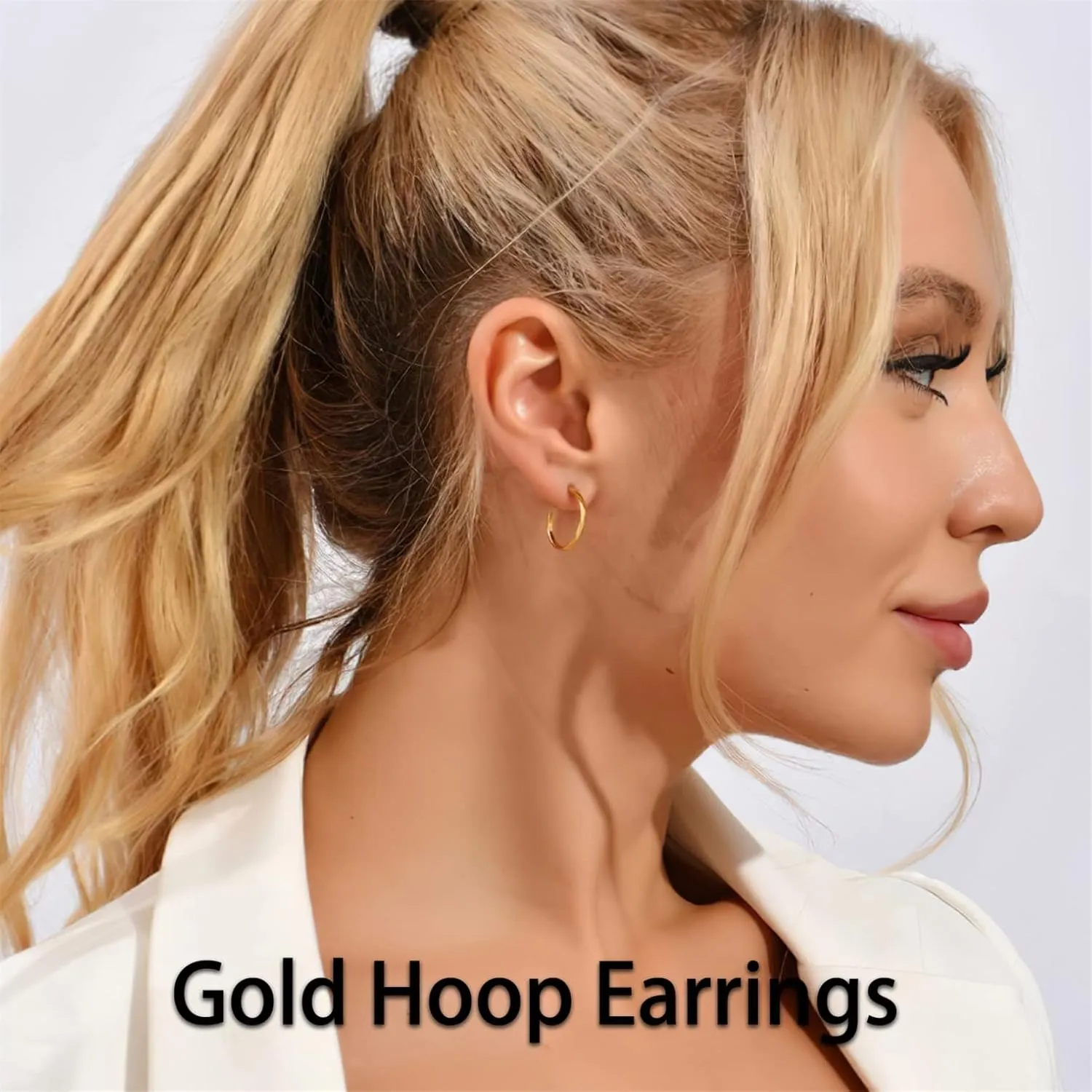 Minimalist Hoops for Women - 14K Gold Open Huggie Hoop Earrings, Hypoallergenic Tiny Hoops in Gold and Silver (Set of 1-5 Pairs)