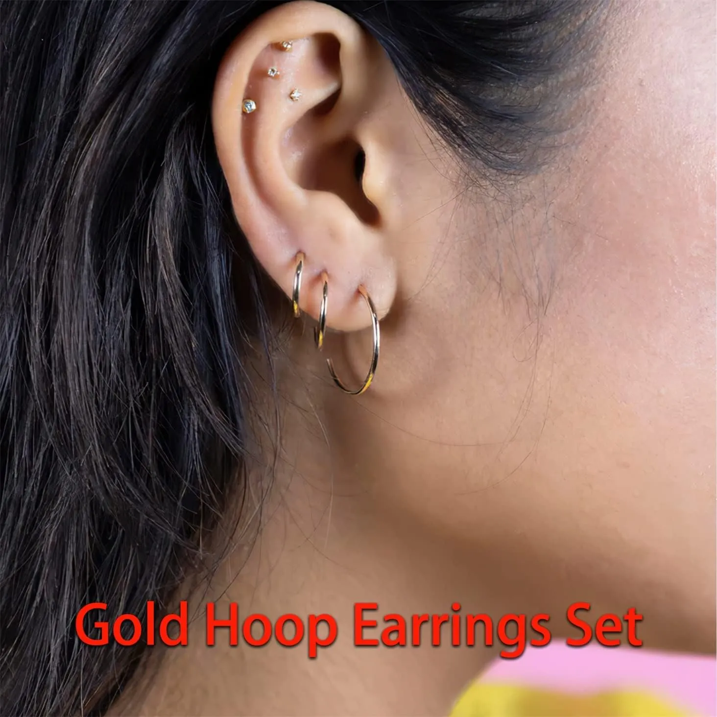 Minimalist Hoops for Women - 14K Gold Open Huggie Hoop Earrings, Hypoallergenic Tiny Hoops in Gold and Silver (Set of 1-5 Pairs)