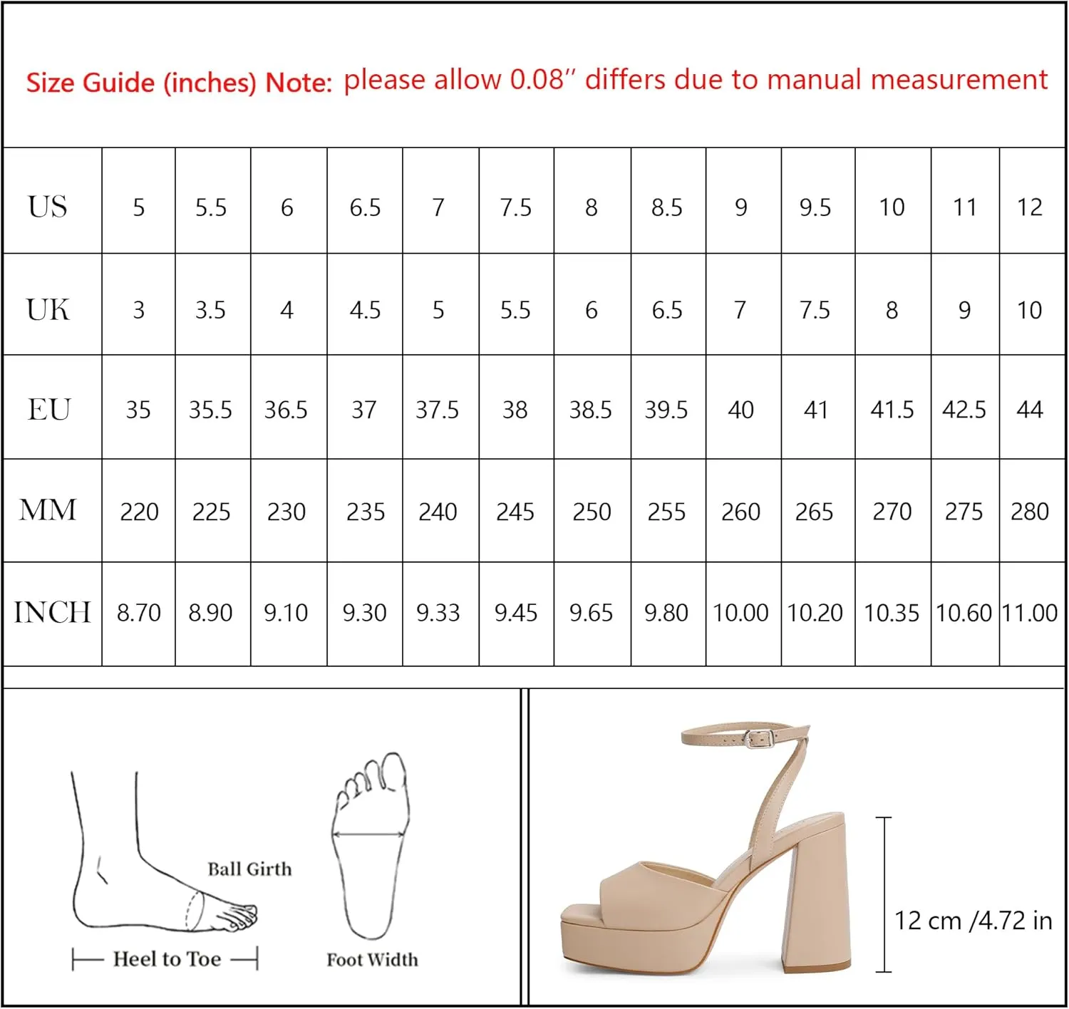 Modatope Platform Heels for Women Platform Sandals Womens Chunky Heel Open Toe Pumps Ankle Strap Womens Wedding Party Pumps Shoes