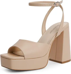 Modatope Platform Heels for Women Platform Sandals Womens Chunky Heel Open Toe Pumps Ankle Strap Womens Wedding Party Pumps Shoes