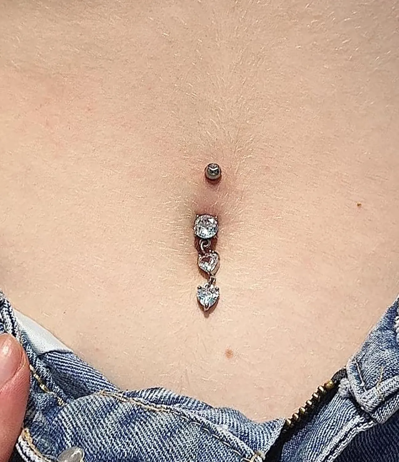 MODRSA Belly Jewellery Piercing - Belly Button Rings with silver & Pink Pearl Navel Opener