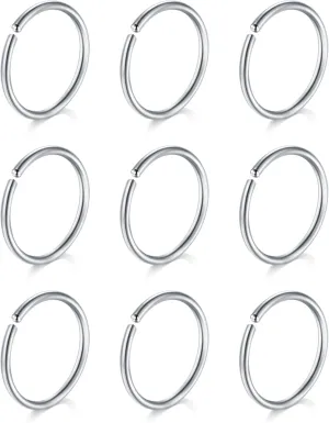 MODRSA Nose Rings - Hoops & Hoop Earrings for Cartilage & Tragus - 22g, 20g, 18g
