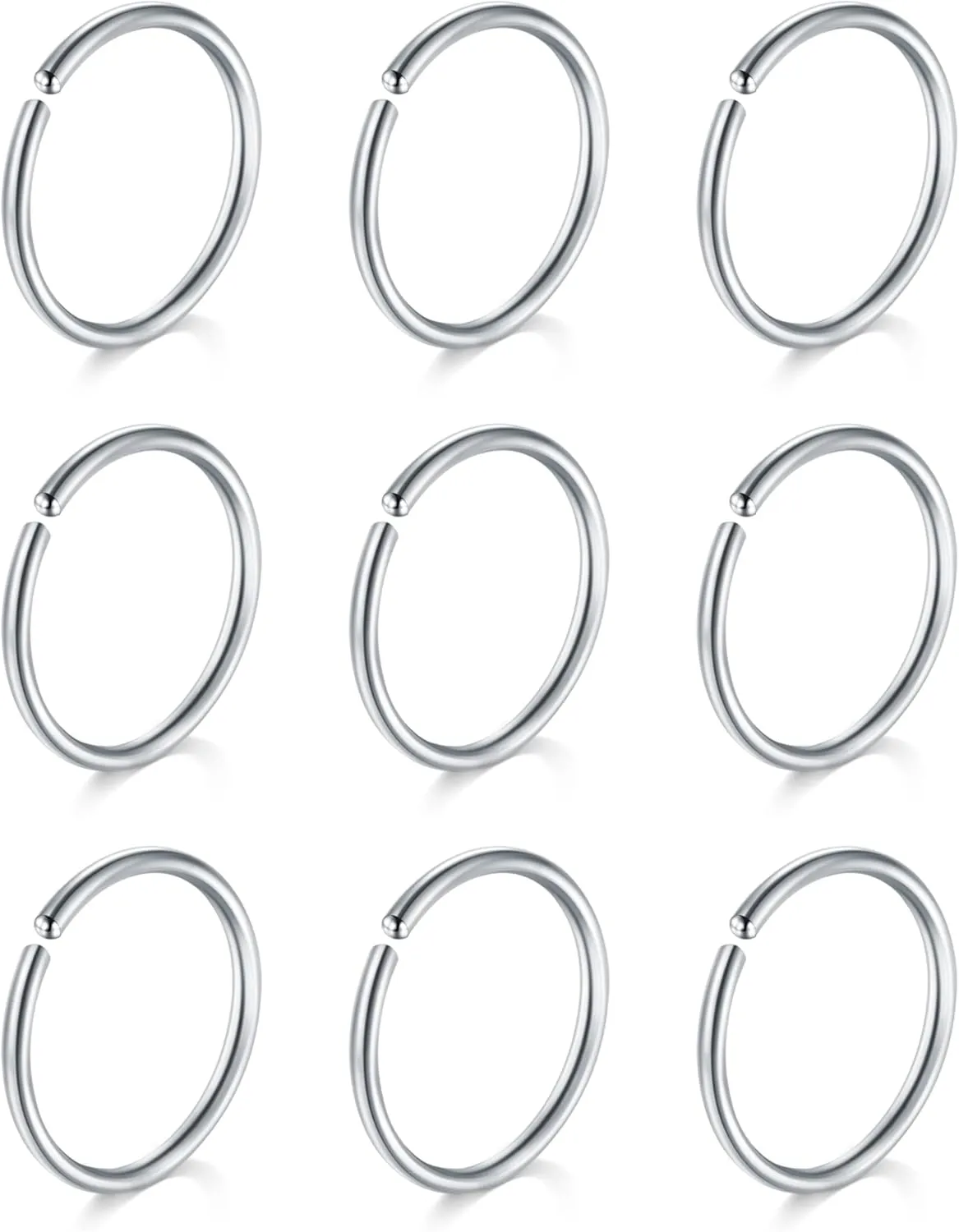 MODRSA Nose Rings - Hoops & Hoop Earrings for Cartilage & Tragus - 22g, 20g, 18g
