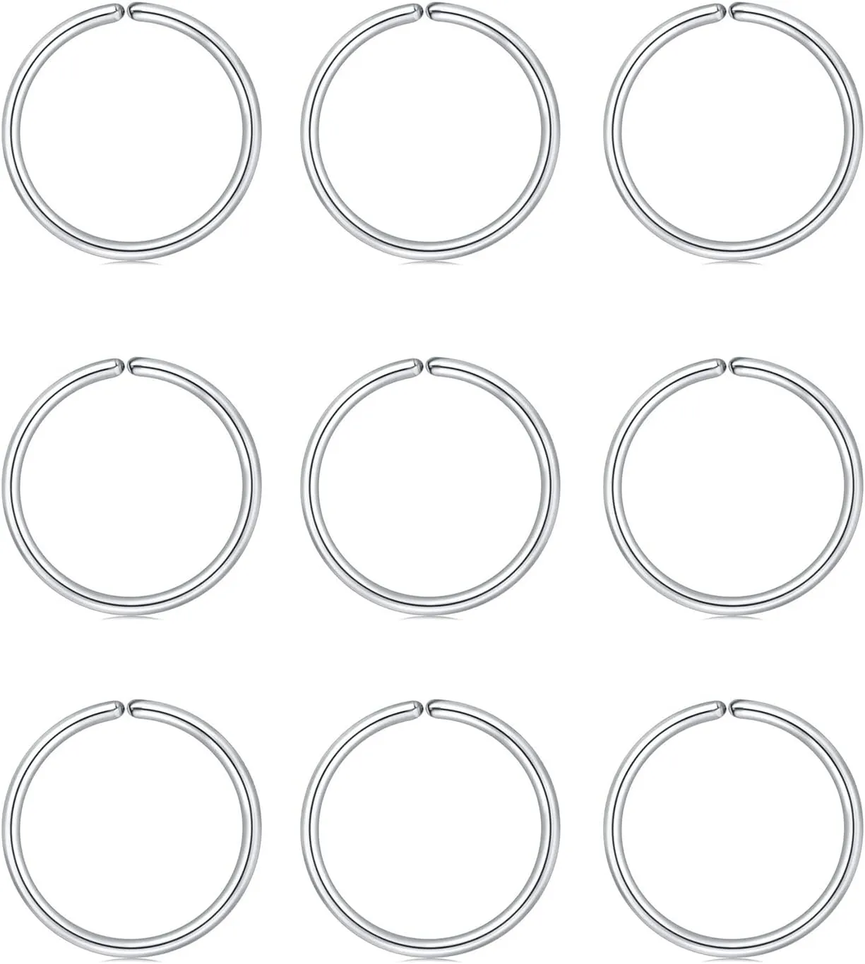 MODRSA Nose Rings - Hoops & Hoop Earrings for Cartilage & Tragus - 22g, 20g, 18g