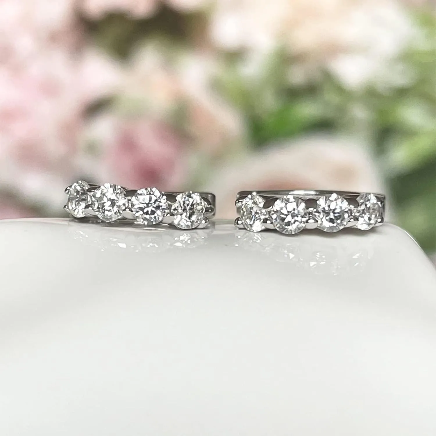 Moissanite Hoop Earrings, Huggie Hoops Sterling Silver Hoops Earrings for Women