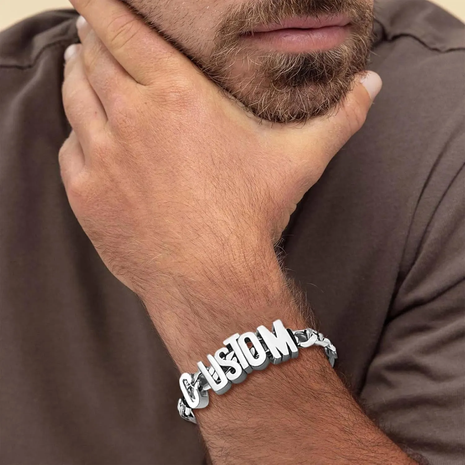 MOTICIUS Personalized Name Bracelet Custom Mens Bracelet Stainless Steel Cuban Link Chain for Men Father Customized Bracelet Hip Hop Jewelry Gifts for Anniversary Birthday Fathers Day Graduation