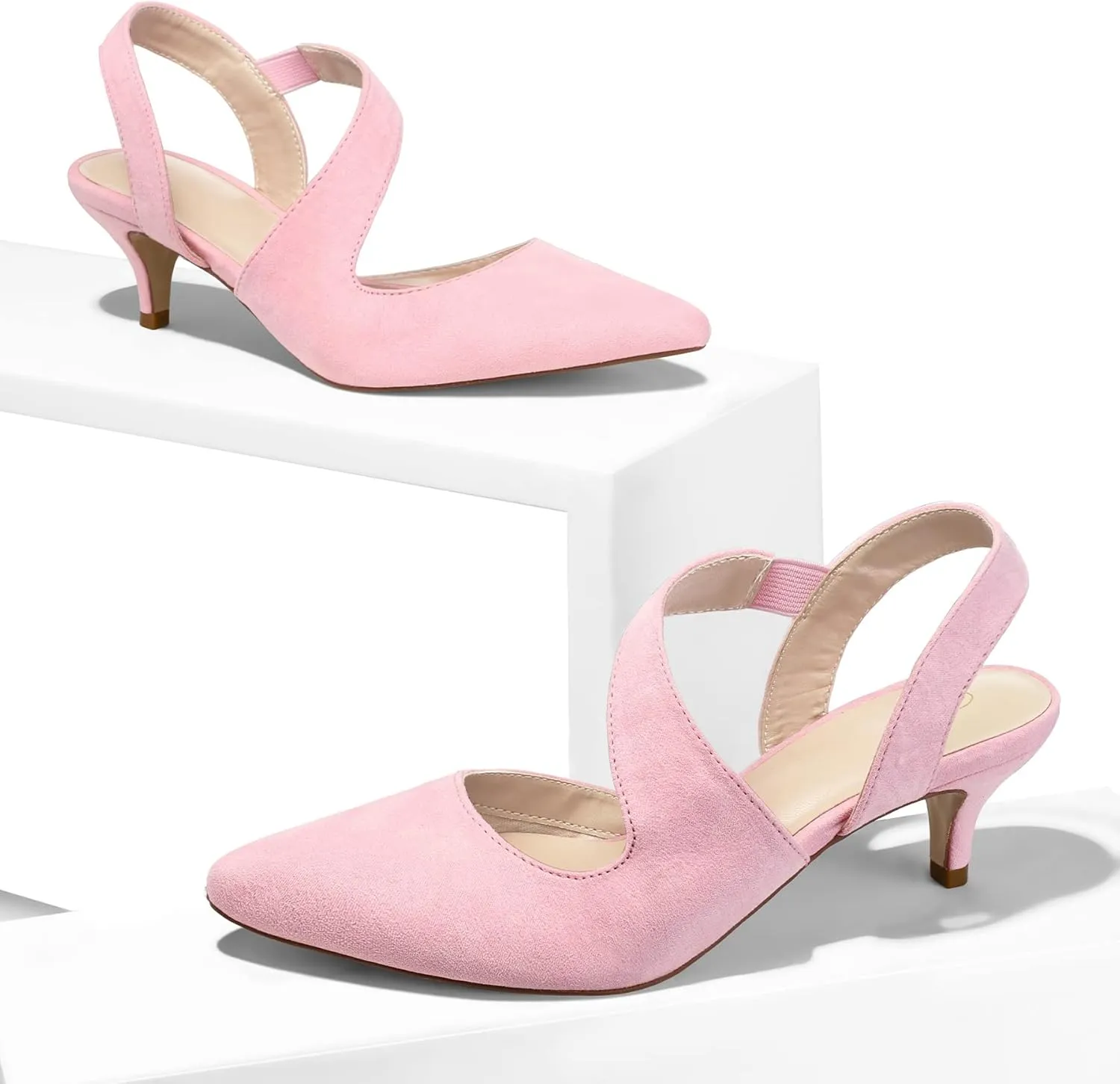 mysoft Women's Dress Shoes Low Heels 2 inch Kitten Pumps Slingback Wedding Party Medium/Wide Width Shoes