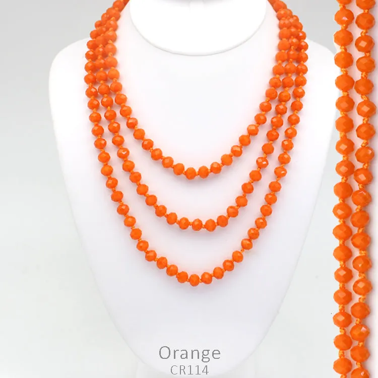 Neon Orange Crystal 60" Layering Necklace
