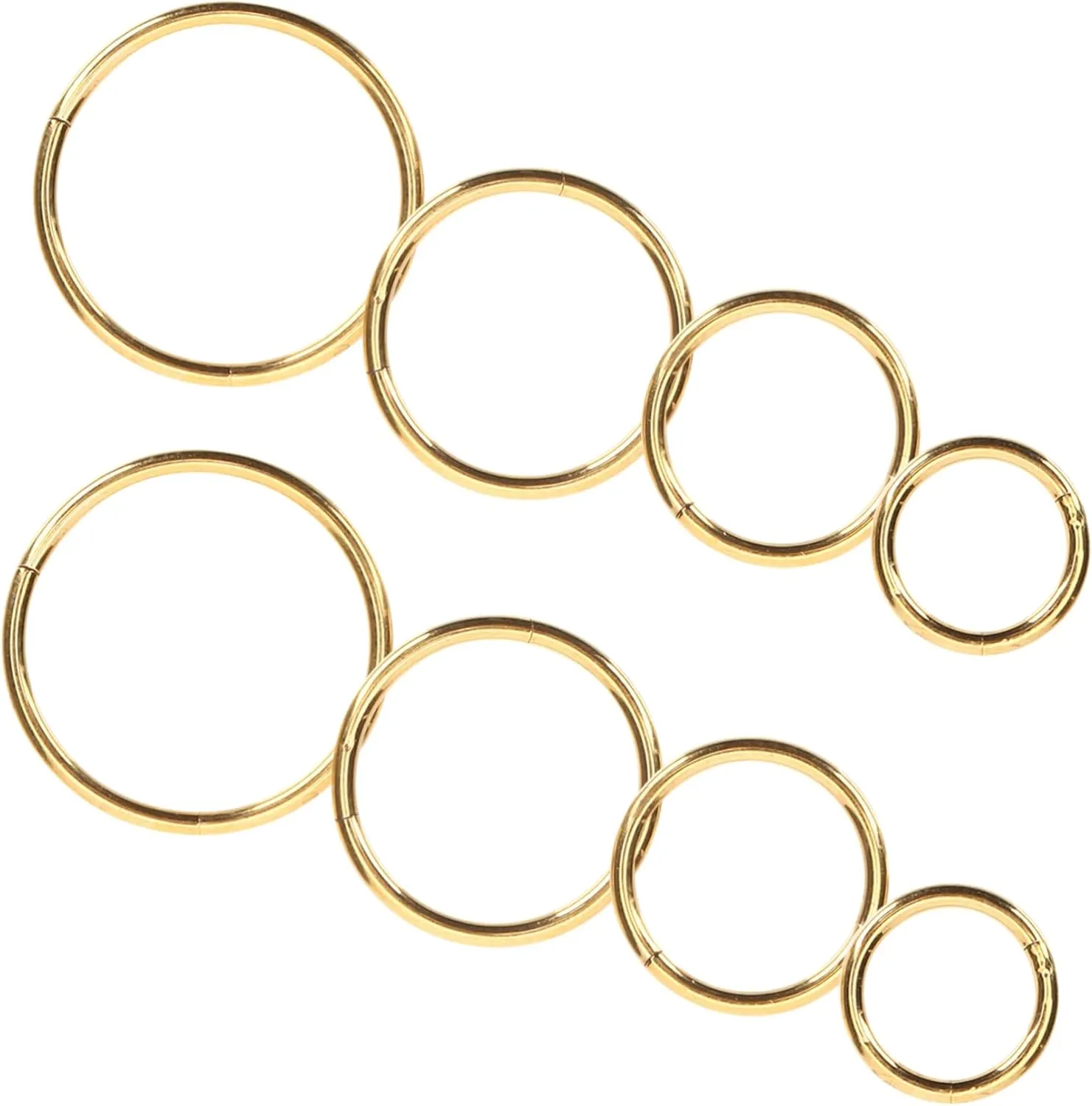 Nose Piercing Rings 8pcs Gold Nose Hoops for Women Stainless Metal 1.0 * 6mm 8mm 10mm 12mm