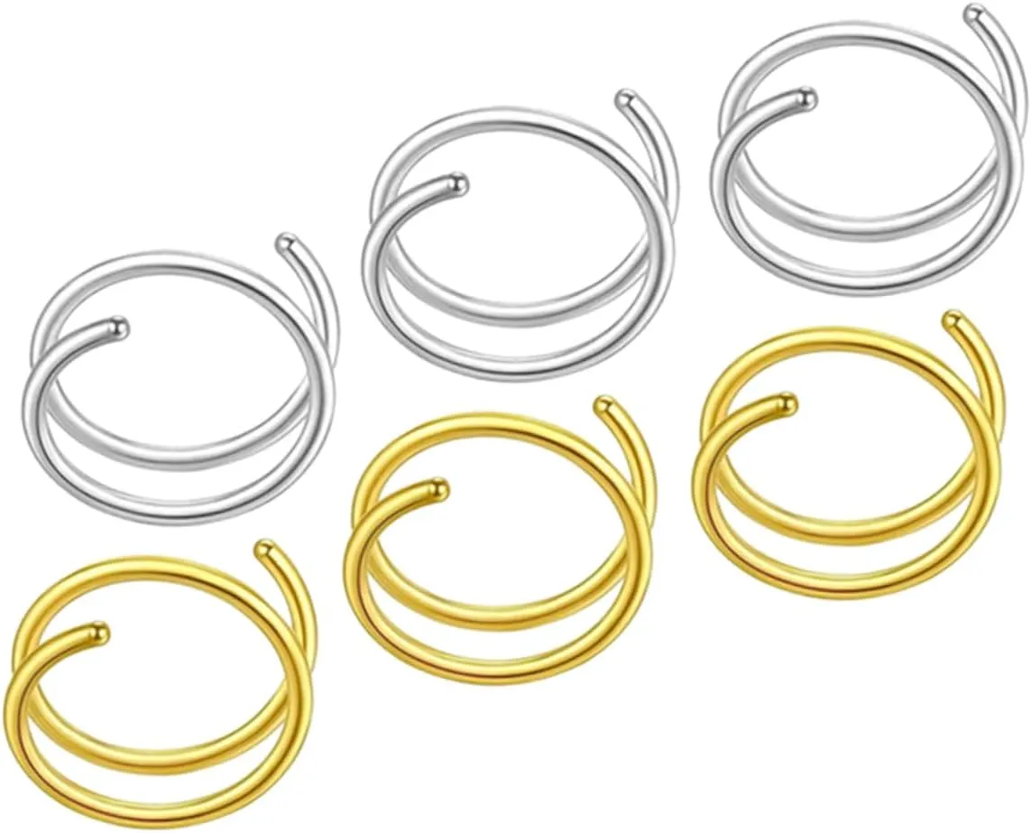 Nose Rings for Women Spiral Gold Nose Hoop Stainless Steel Fashion Hoops