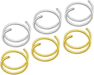 Nose Rings for Women Spiral Gold Nose Hoop Stainless Steel Fashion Hoops