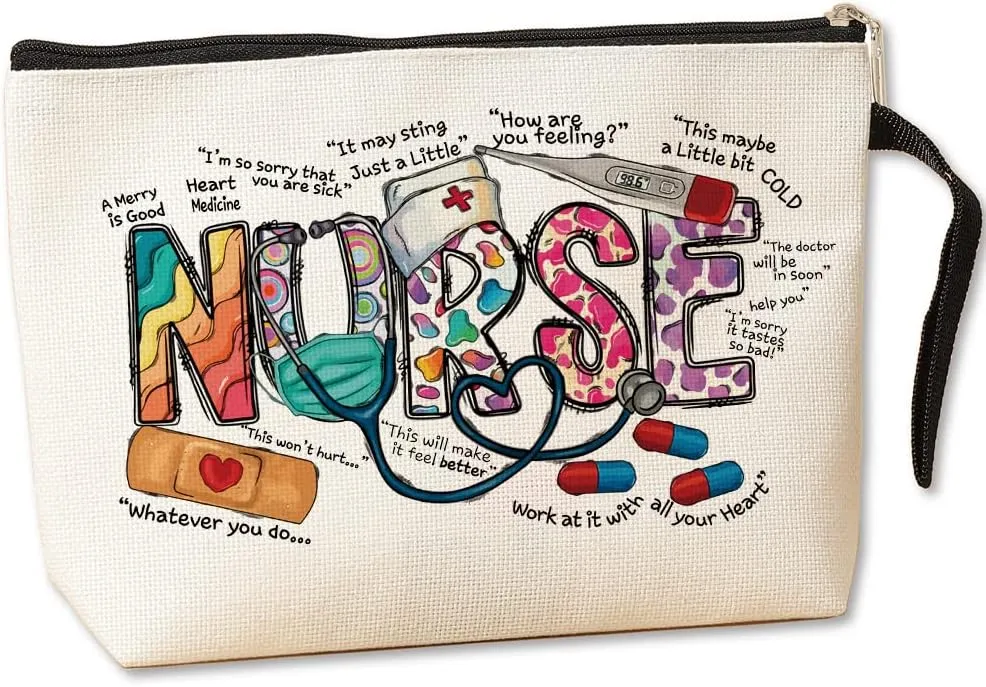 Nurse Appreciation Gifts, Nurse Gifts for Women, Funny Nurse Makeup Bag Nurse Appreciation for RN Nurses, Graduation Christmas Birthday Nurses Week Nursing Gifts for Doctor School  Heart Medicine