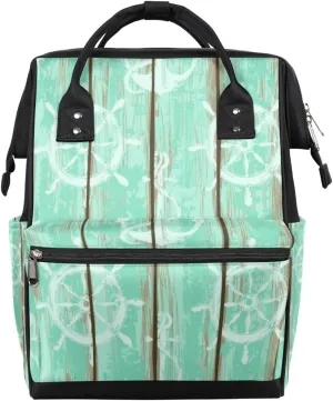 Old Boards Anchors Rudder Diaper Bag Tote Large Capacity Waterproof with Adjustable Shoulder Strap and Pram Straps Mommy Bag for Hospital Beach Weekender Travel