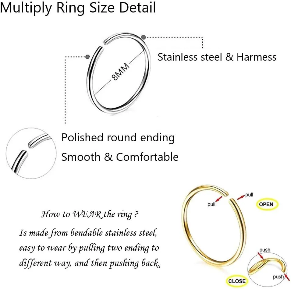 OMAIGAR Nose Rings Studs, 60pcs Straight or L-Shaped or Screw Nose Studs for Women Men, Surgical Stainless Steel Hypoallergenic Nose Piercing Jewelry 1.5/2/2.5mm Size Rhinestone and Ideal Gift
