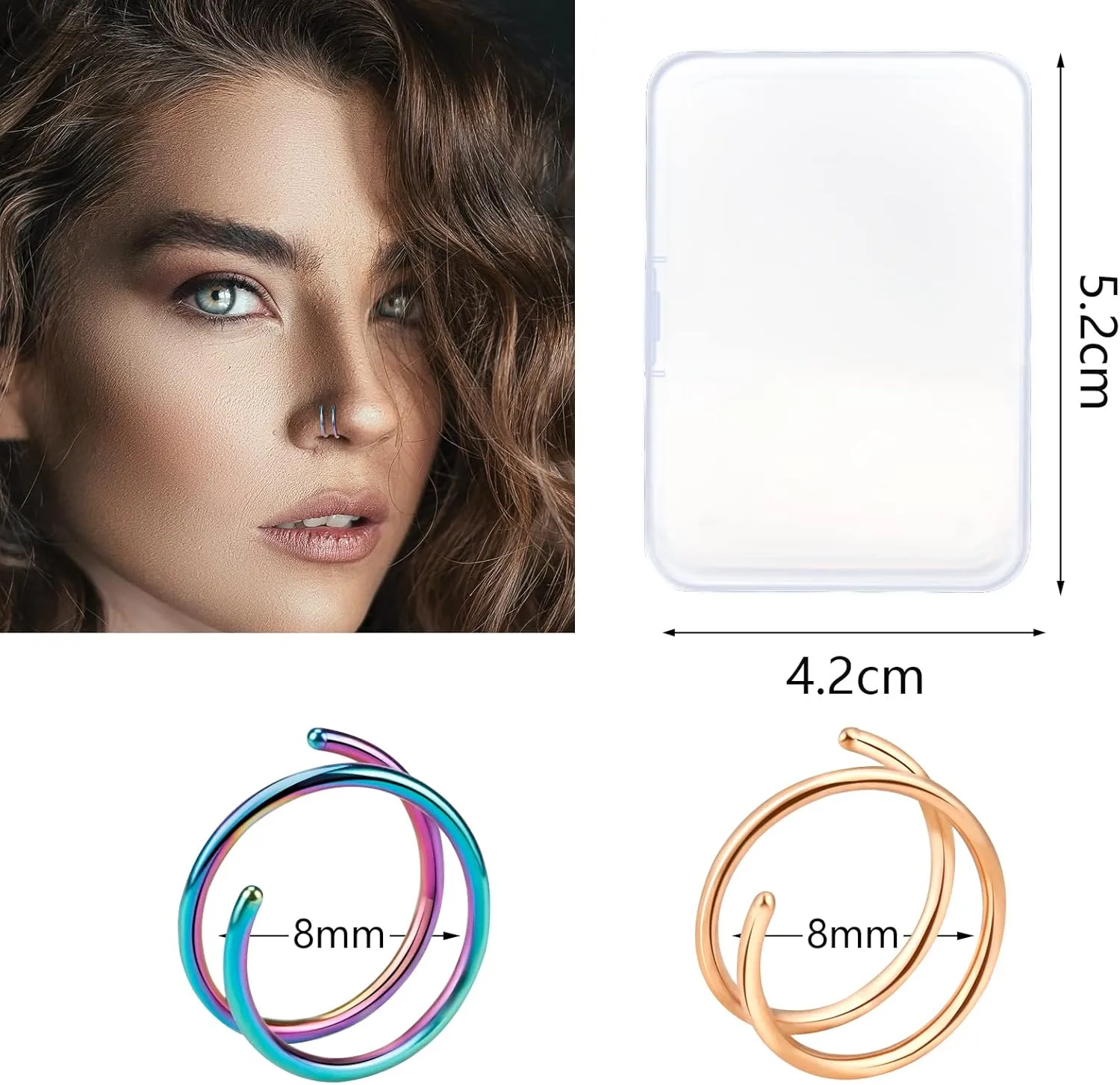 ONESING 20G Double Nose Ring Hoop for Single Piercing - 2-36 Pcs Jewelry for Women