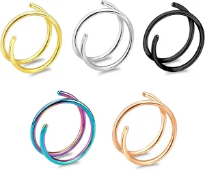 ONESING 20G Double Nose Ring Hoop for Single Piercing - 2-36 Pcs Jewelry for Women