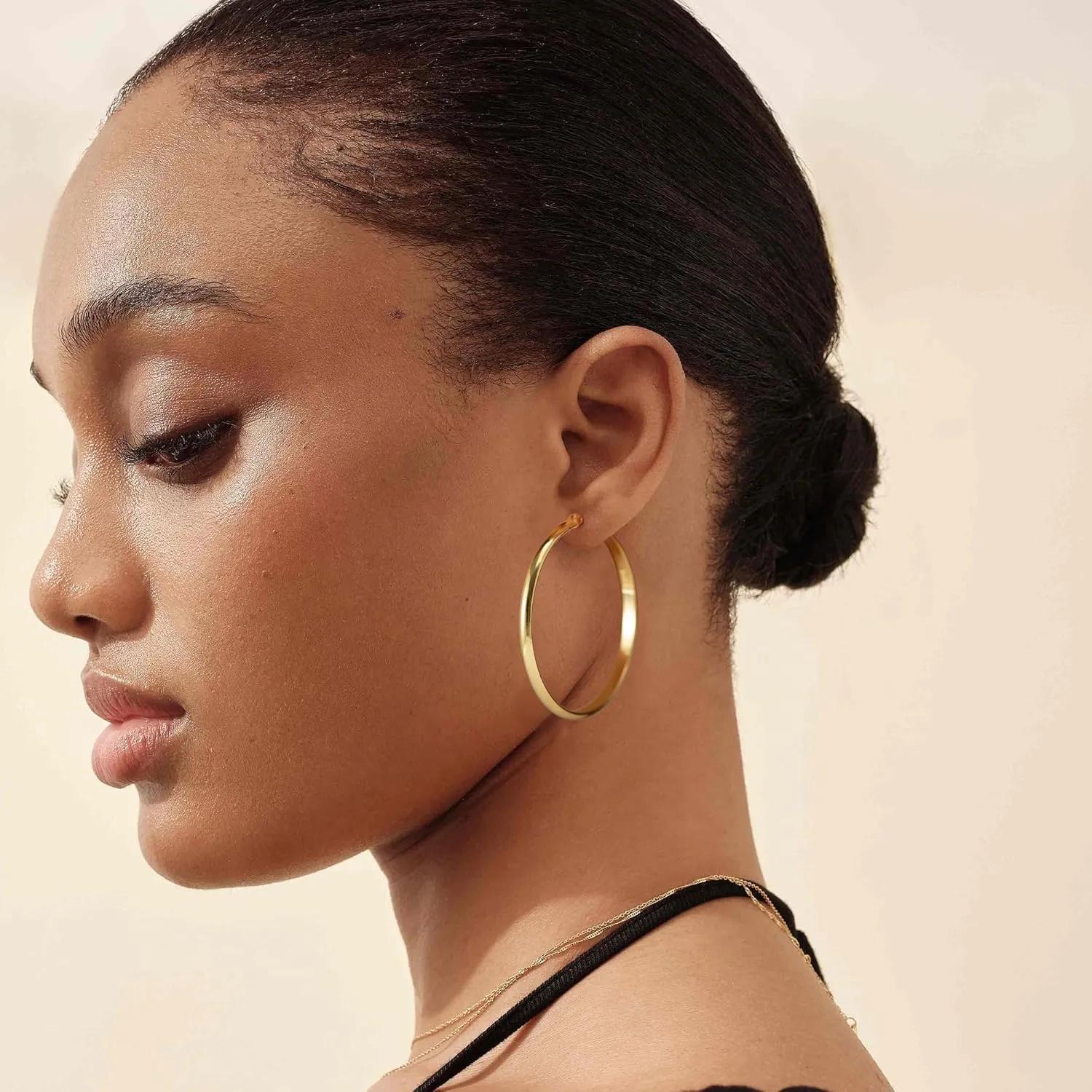 OOOPEL 3mm Wide Large Hoop Earrings for Women Hypoallergenic 925 Sterling Silver Post Gold Earrings Lightweight Silver Hoop Earrings Oversize Big Gold Hoops 30/40/50/60MM