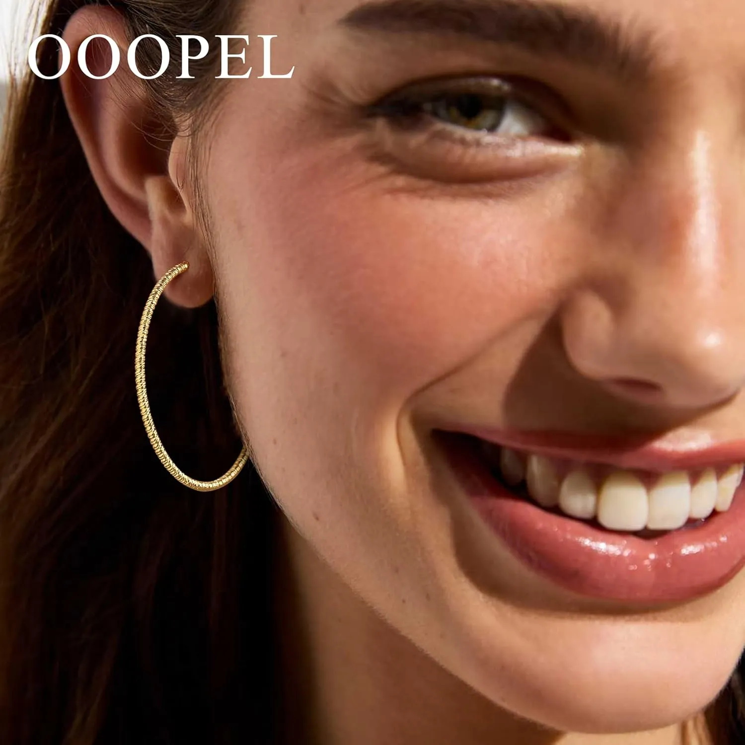 OOOPEL Gold Hoops Earrings for Women, 14k Real Gold Plated Big Earring Hoops Lightweight Earrings Hypoallergenic Large Sterling Silver Hoop Earring for Women 30MM 40MM 50MM 60MM