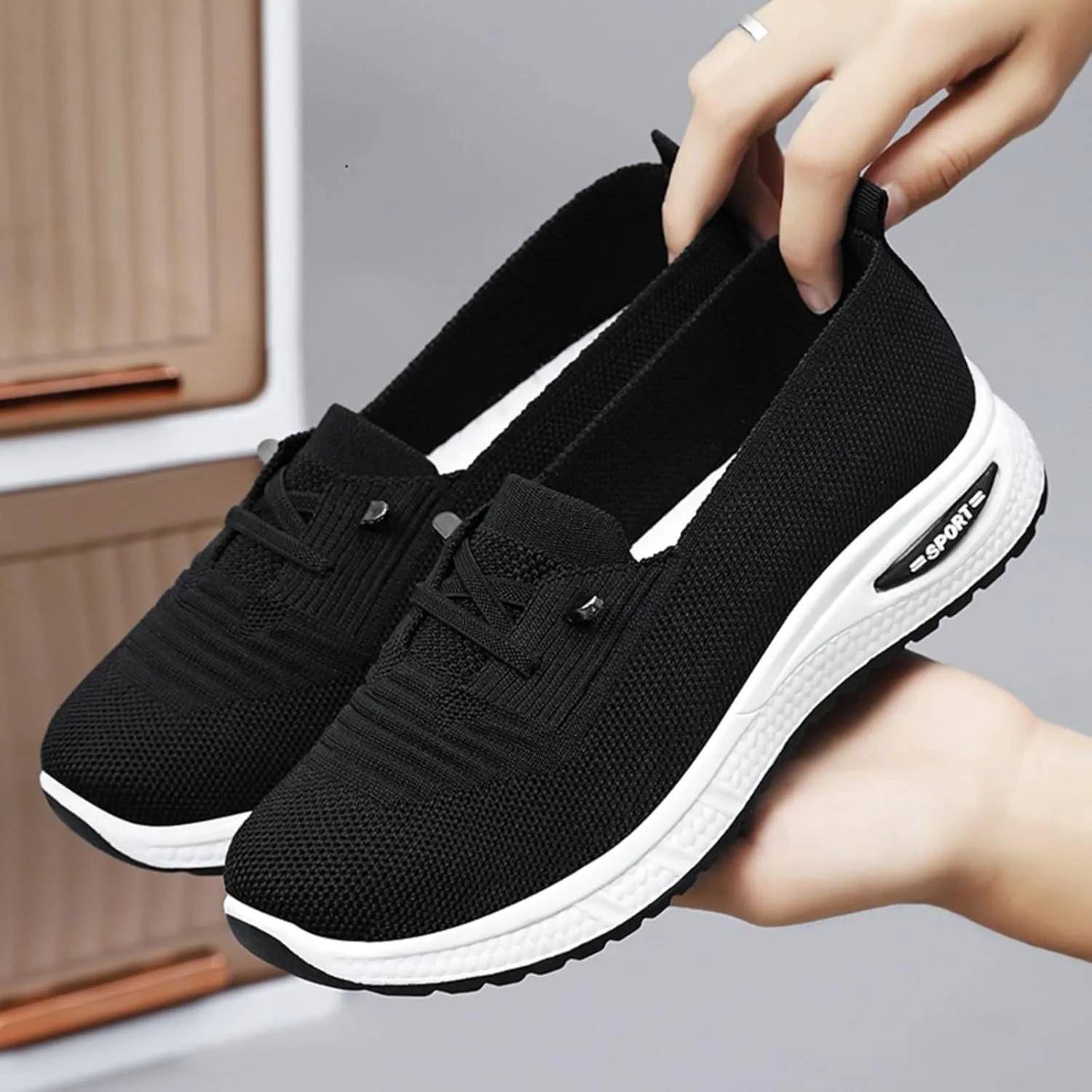 Orthopedic Shoes for Women, Womens Breathable Tennis Shoes Slip On Walking Sneakers Comfortable Mesh Non-Slip Shoes