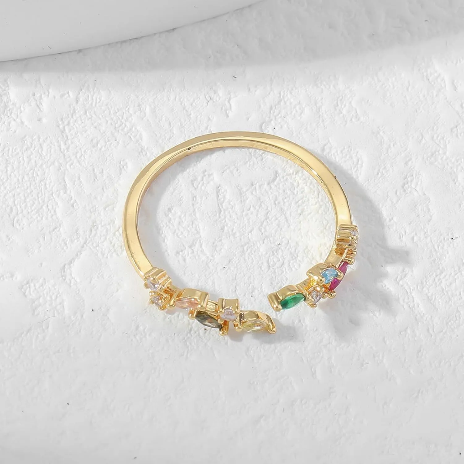 Otxas Gold Rings for Women Non Tarnish Adjustable Rings with Cubic Zirconia Thumb Rings for Women 18K Gold Plated Rings