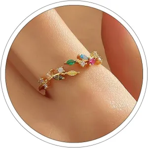 Otxas Gold Rings for Women Non Tarnish Adjustable Rings with Cubic Zirconia Thumb Rings for Women 18K Gold Plated Rings