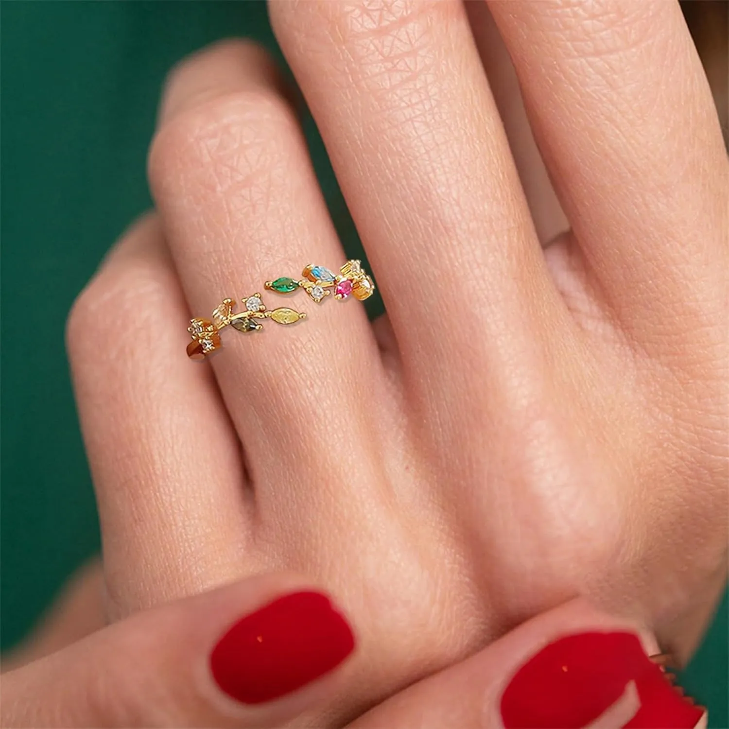Otxas Gold Rings for Women Non Tarnish Adjustable Rings with Cubic Zirconia Thumb Rings for Women 18K Gold Plated Rings