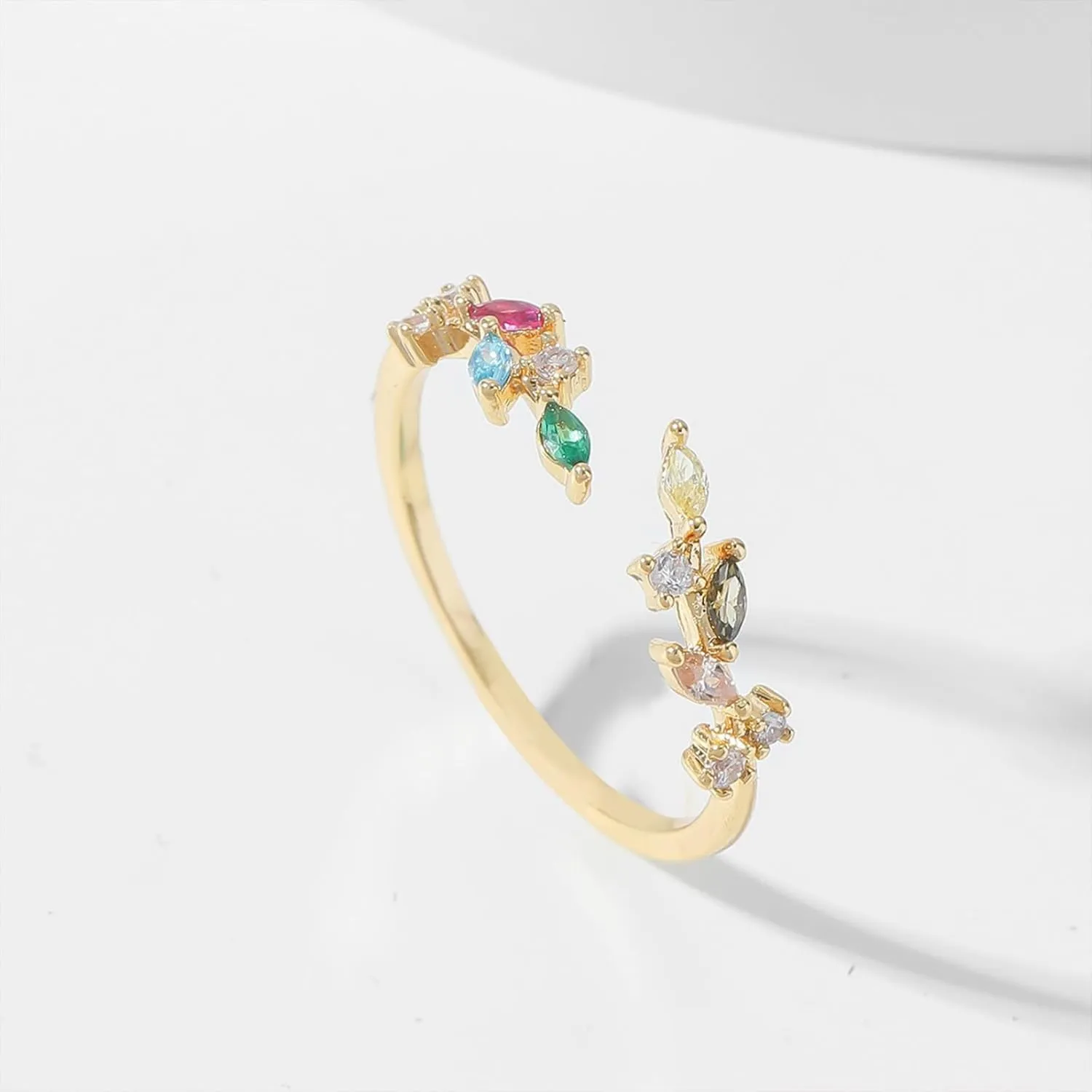 Otxas Gold Rings for Women Non Tarnish Adjustable Rings with Cubic Zirconia Thumb Rings for Women 18K Gold Plated Rings