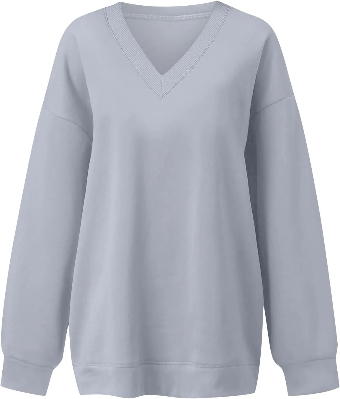 Oversized V Neck Sweatshirt Women Casual Workout Fleece Pullover Sweaters Cute Teen Long Sleeve Sweat Shirts Y2k Tops