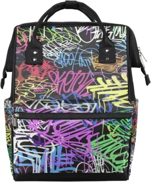 Pastels Graffiti Diaper Bag Tote Large Capacity Waterproof with Adjustable Shoulder Strap and Pram Straps Mommy Bag for Hospital Beach Weekender Travel
