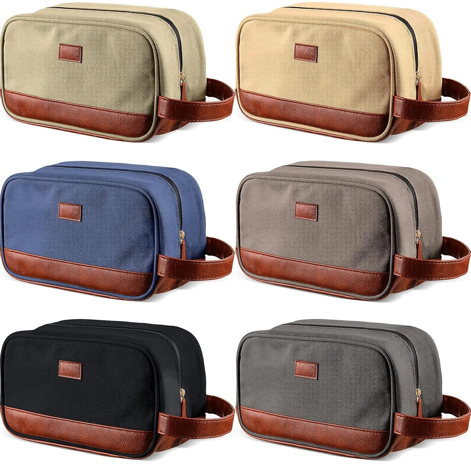Paterr 6 Pcs Men's Toiletry Bags for Traveling Wedding Groomsmen Gifts Canvas and Leather Bathroom Shaving Bag for Groomsmen Father's Day Wedding Party Favors