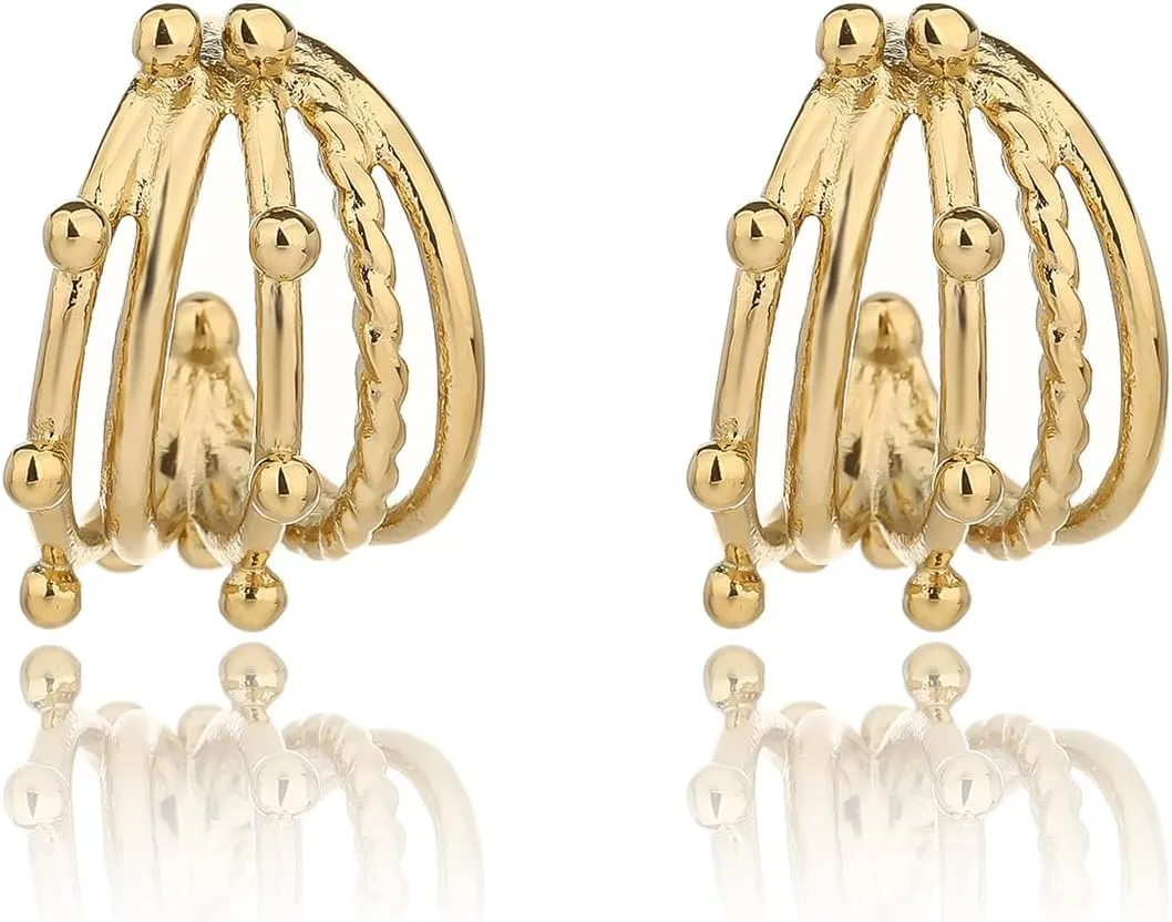 Pearl Stud Earrings for Women 18K Gold Plated Dainty Small Cubic Zirconia Pearl Stud Earrings Lightweight Beaded Pearl Earrings