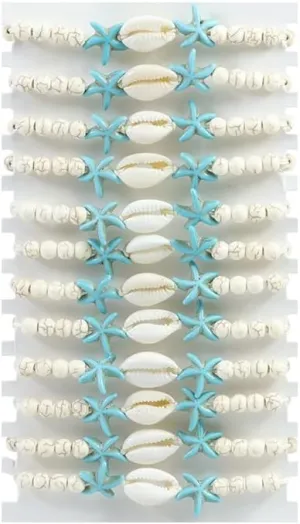 Pingyongchang Surfer Turquoise Colorful Starfish Beads Bracelets Stackable Bangle for Women Waterproof Handmade Starfish Sea Bracelet Adjustable Boho Summer Ocean Beach Bracelet Accessories