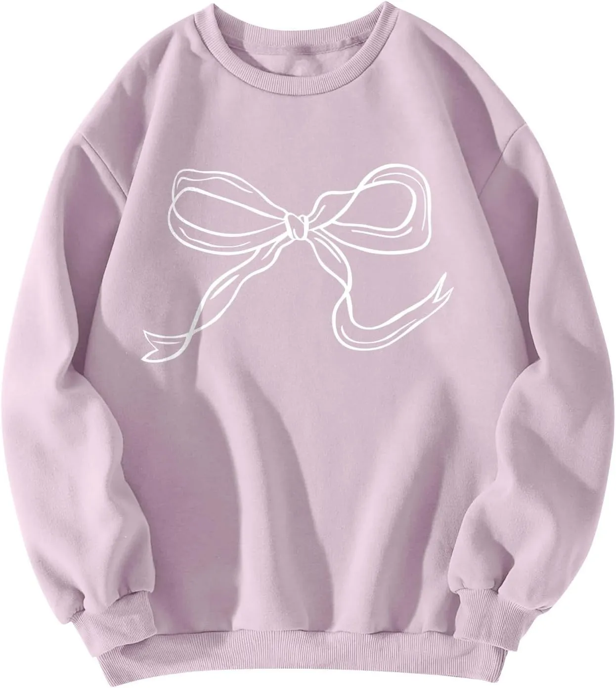 Pink Bow Sweatshirt - Coquette Embroidered Crewneck Pullover for Women, Cute Clean Girl Aesthetic