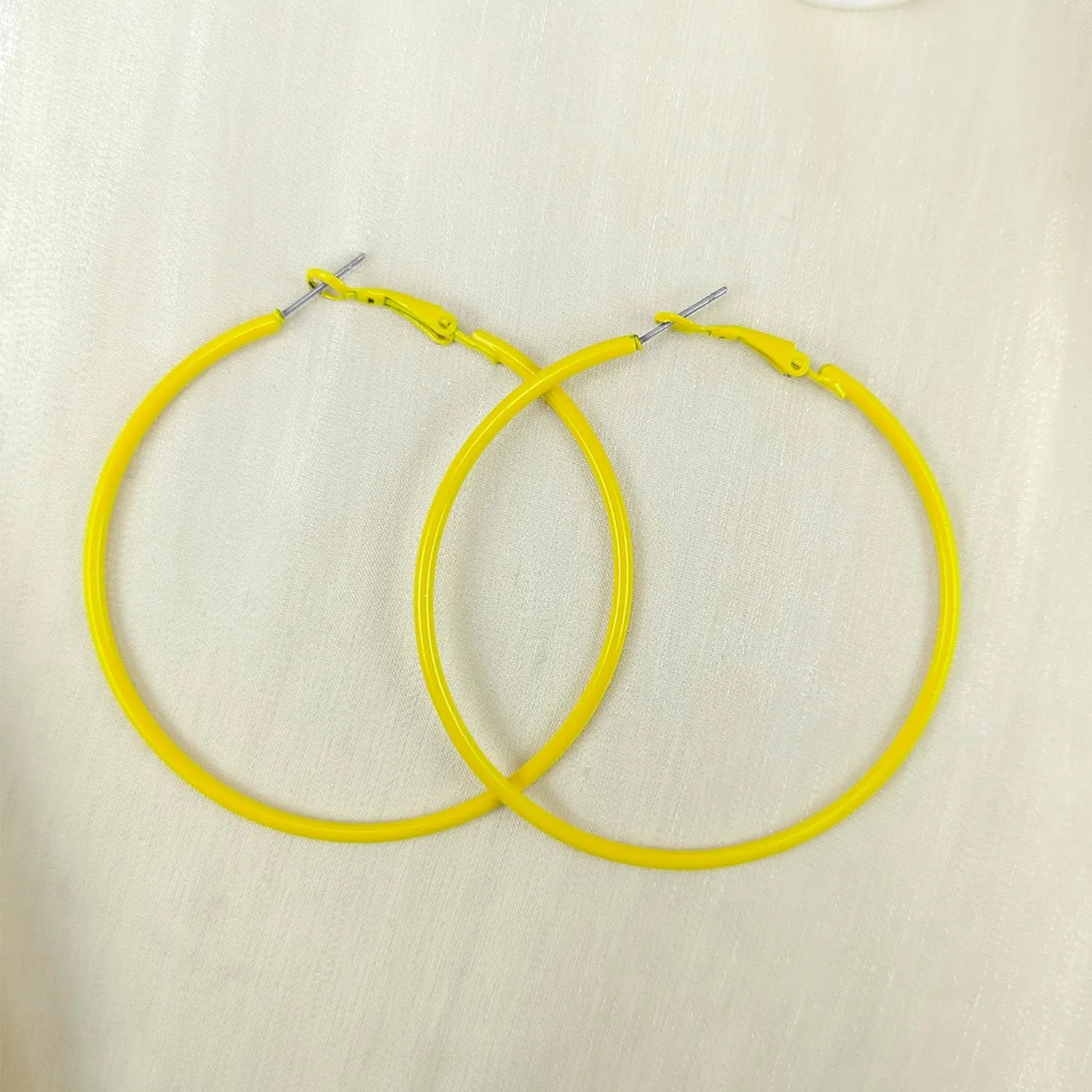 Pink Hoop Earrings for Women 60MM Big Stainless Steel Hoops 80s 90s Large Retro Neon Earrings Party Dangle Earrings Accessories Gift