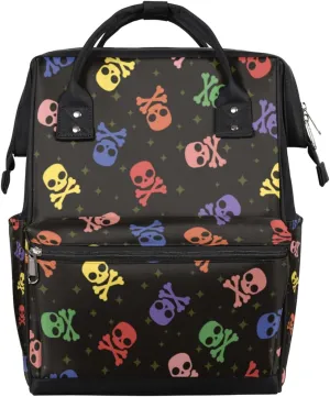 Pirate Skull Diaper Bag Tote Large Capacity Waterproof with Adjustable Shoulder Strap and Pram Straps Mommy Bag for Hospital Beach Weekender Travel