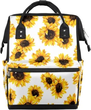 Plant Sunflower Pattern Diaper Bag Tote Large Capacity Waterproof with Adjustable Shoulder Strap and Pram Straps Mommy Bag for Hospital Beach Weekender Travel