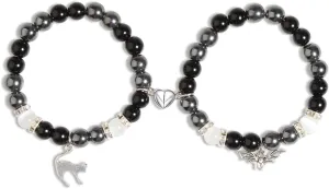 QqzsJewls Spider Matching Friendship Bracelets for Best Friends, Couple Heart Charm Bracelets for Girlfriend Boyfriend, Set of 2 Halloween Christmas Valentines Day Jewelry Gifts for Women Men