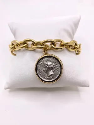 Queen Victoria Coin Charm Bracelet