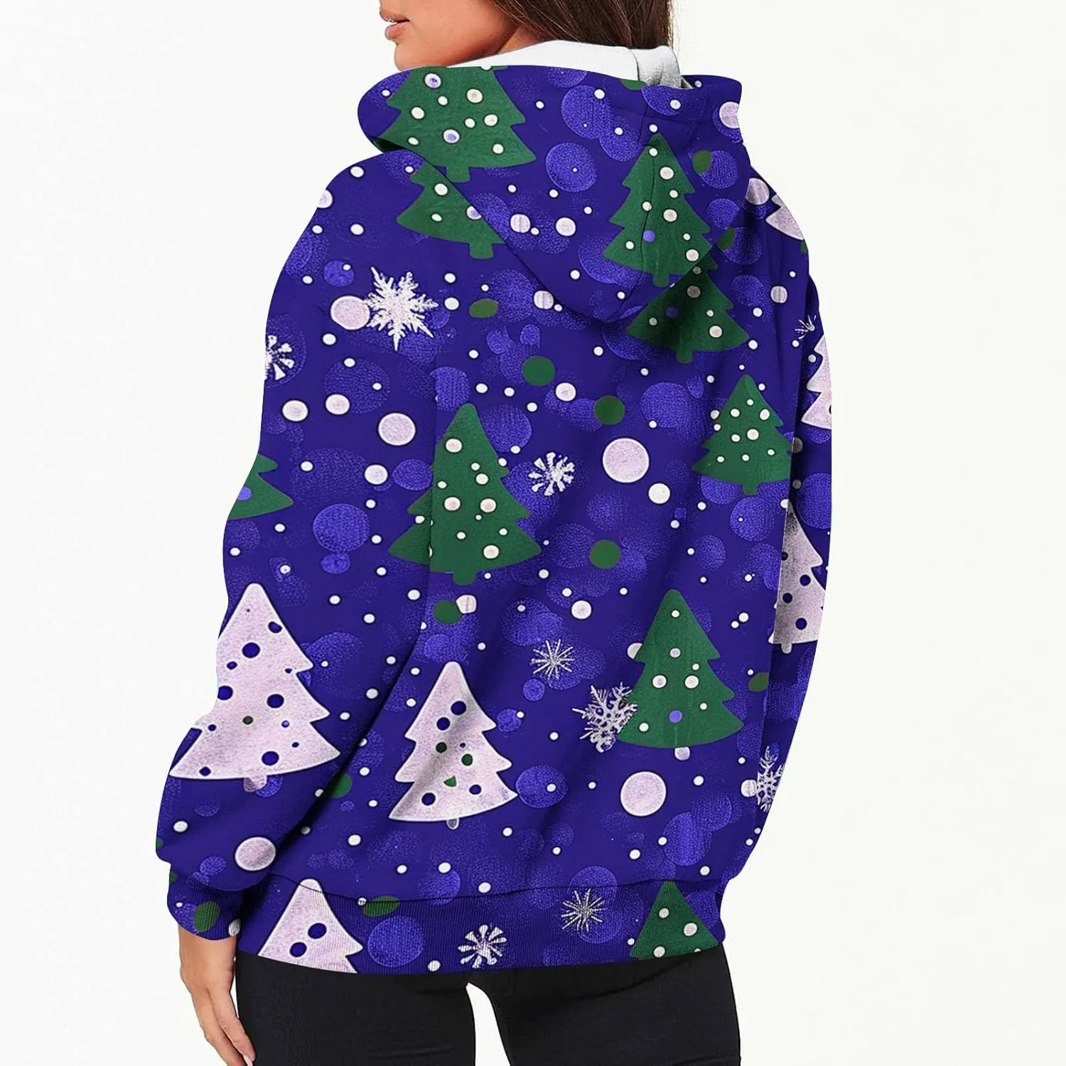 Quilted Jackets for Women Casual Christmas Print Winter Coats Full Zip Hoodies Long Sleeve Sweatshirt with Pockets
