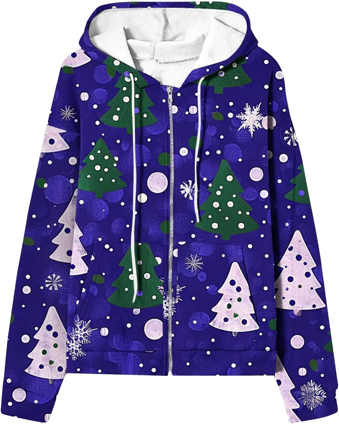 Quilted Jackets for Women Casual Christmas Print Winter Coats Full Zip Hoodies Long Sleeve Sweatshirt with Pockets